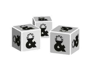 drei Würfel mit Games& Logo