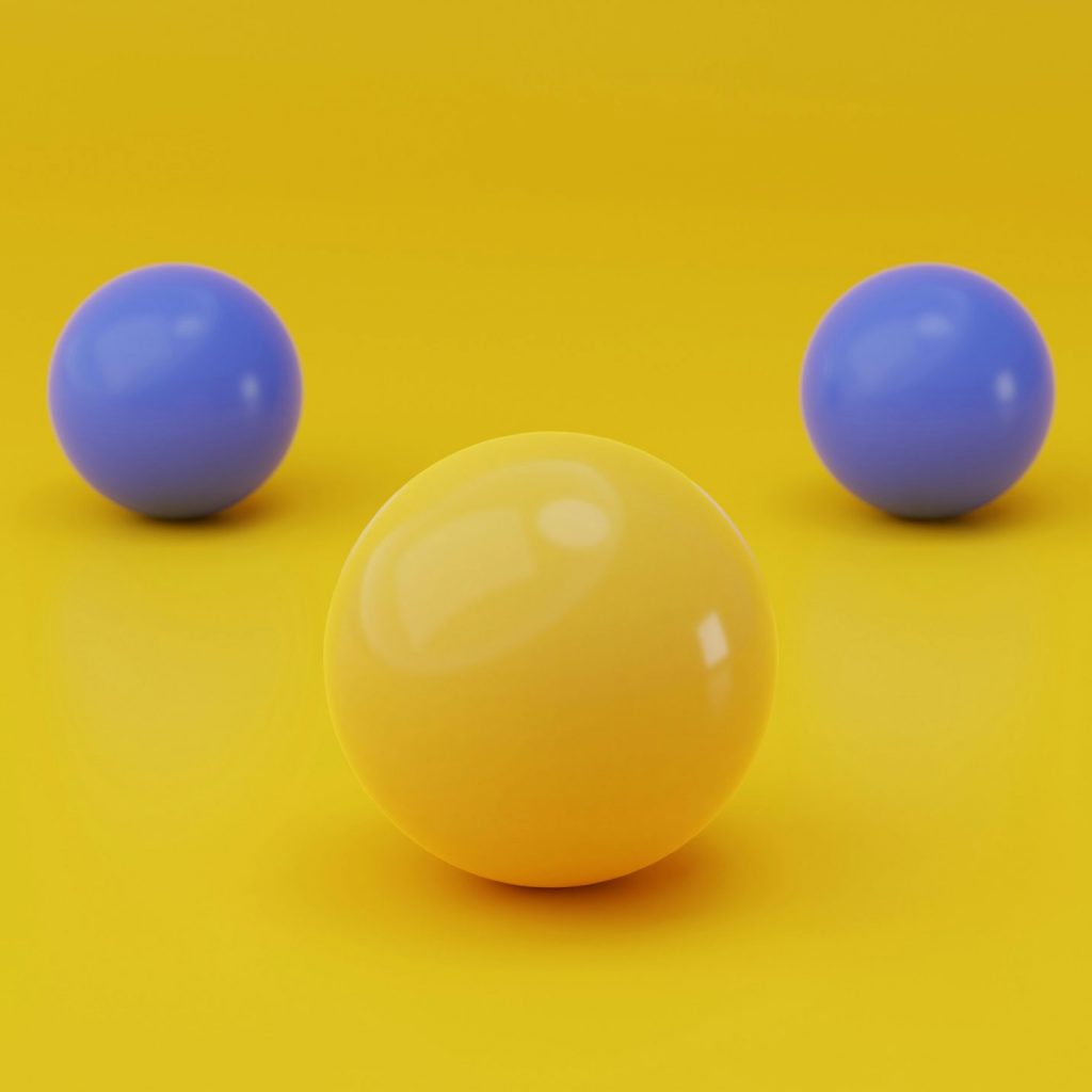 3D render of three colorful balls