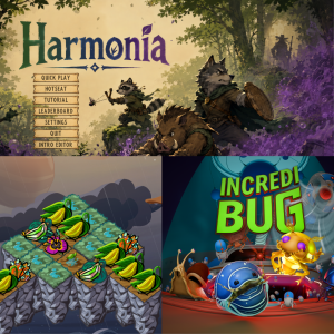 Collage aus Bildern der drei im Ableger ausgestellten Indie-Titel.